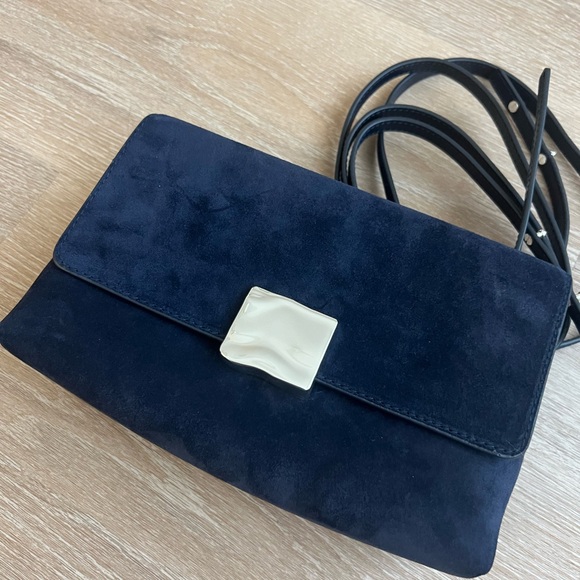 Madewell X AGMES NYC Navy Suede Shoulder Bag/Clutch - Picture 3 of 8